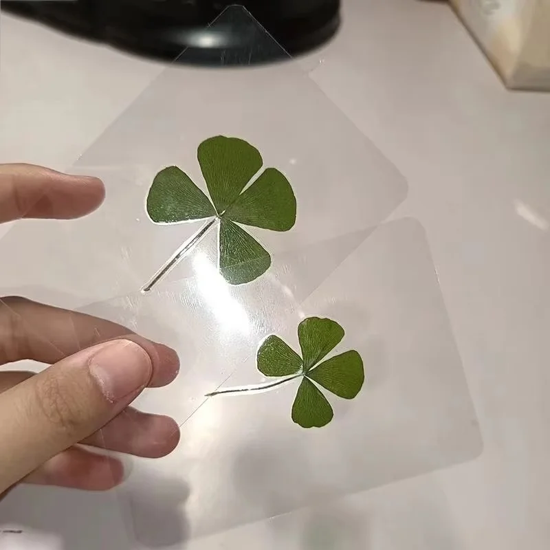 1-10 PCS Lucky Clover Transparent Wishing Cards Postcards Grass For Bookmarks Decorations Birthday Gift Decoration Acrylic Cards