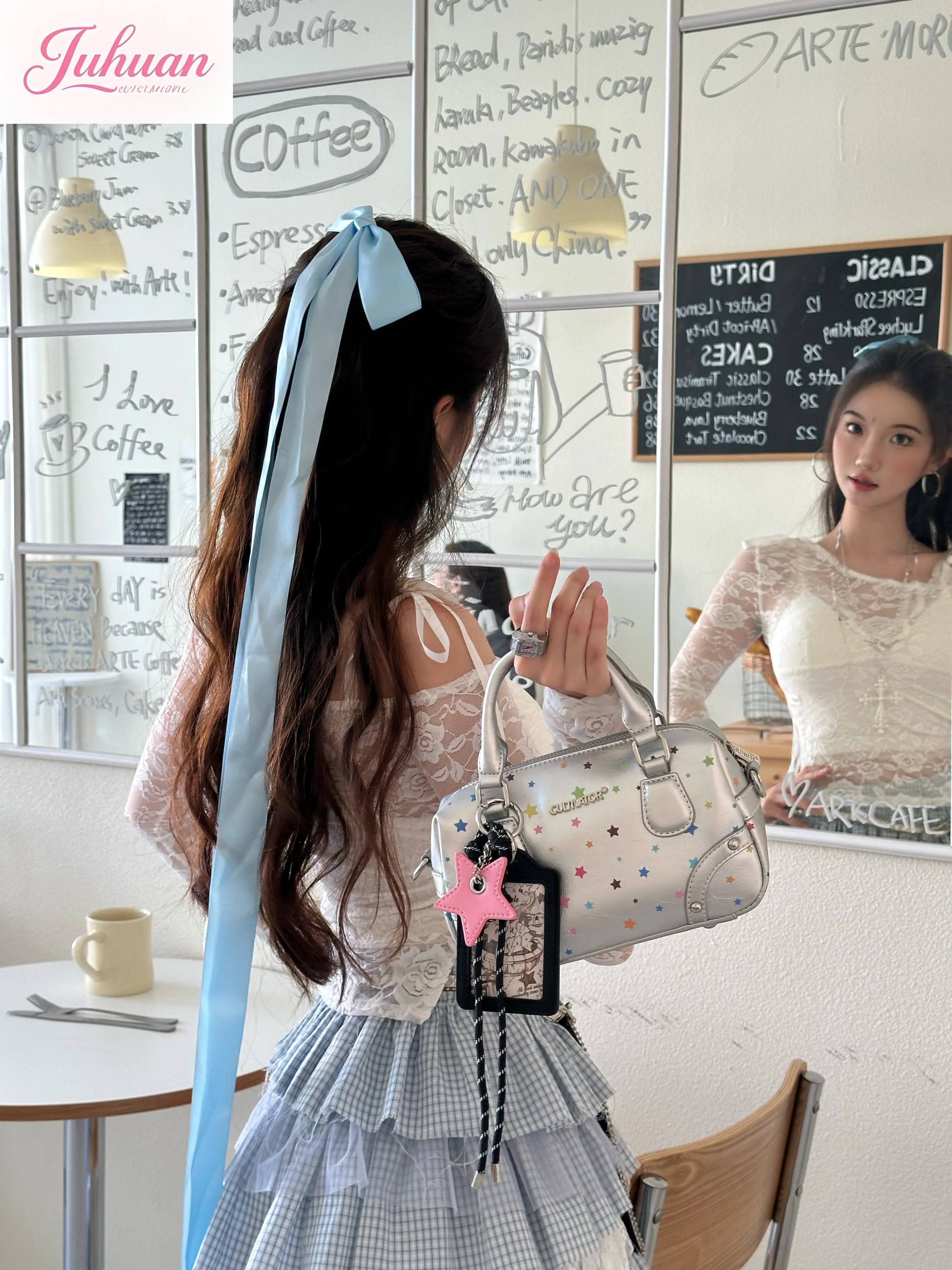 

Retro Subculture Y2k Star Contrasting Color Card Case Messenger Bag Women's Fashion Daily Commute Boston Pillow Bag 2025 Autumn