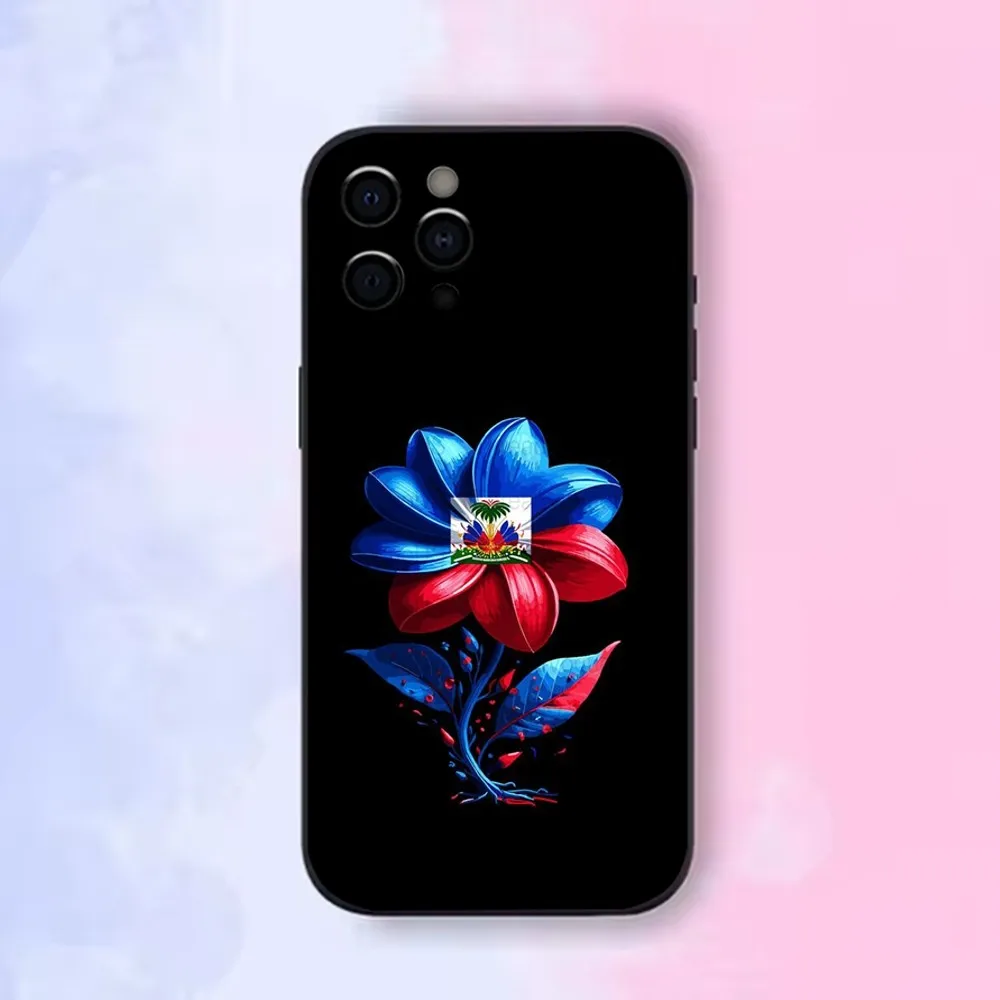 Haiti Haitian Flag Phone Case For Apple iPhone 15,14,13,12,11,Pro,X,XS,Max,XR,Plus,Mini Soft Black Shell