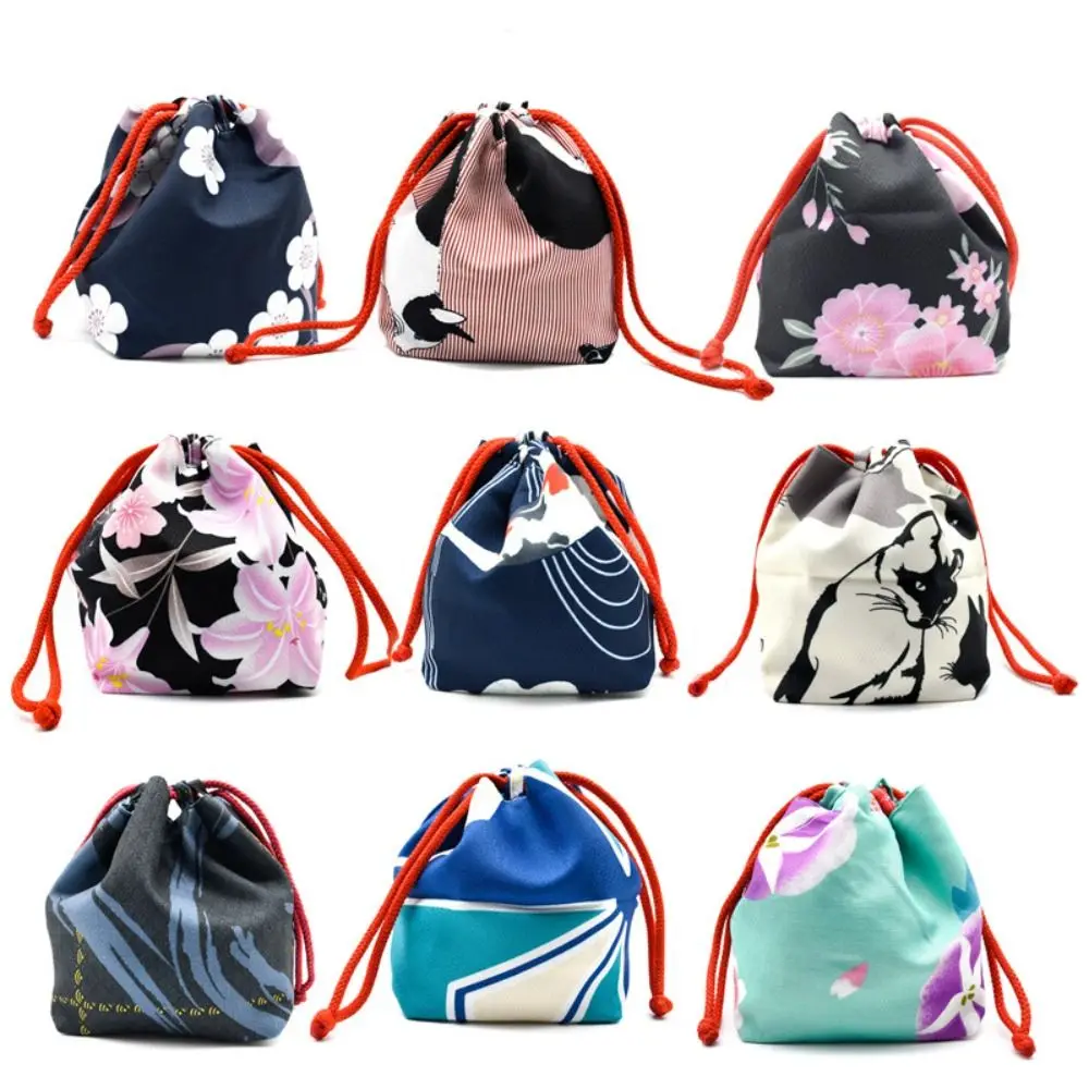 

Canvas Bag Printing Drawstring Bag Japanese Style Small Pouch Cloth Sundries Storage Bag Festive Sugar Bag Jewelry Packaging Bag