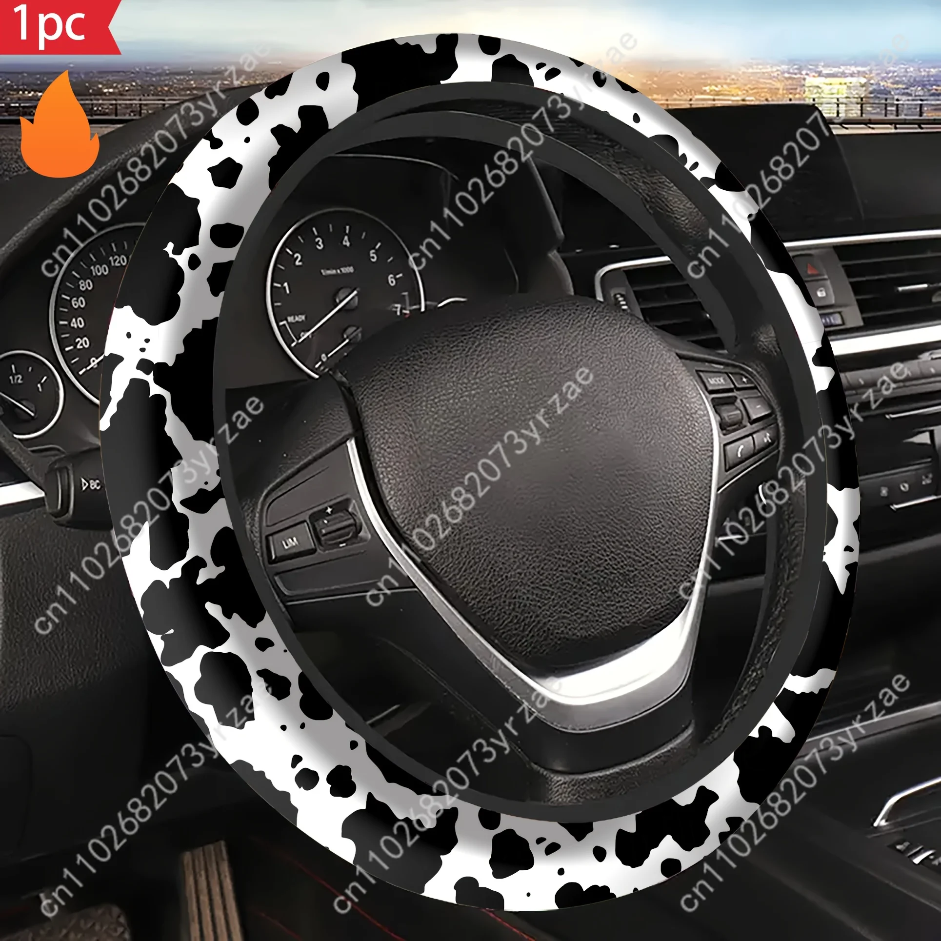 

Bohemian Cow Car Steering Wheels Cover Universal Type Environmental Friendly Comfortablenon-slip Breathable Steering Wheel Wrap