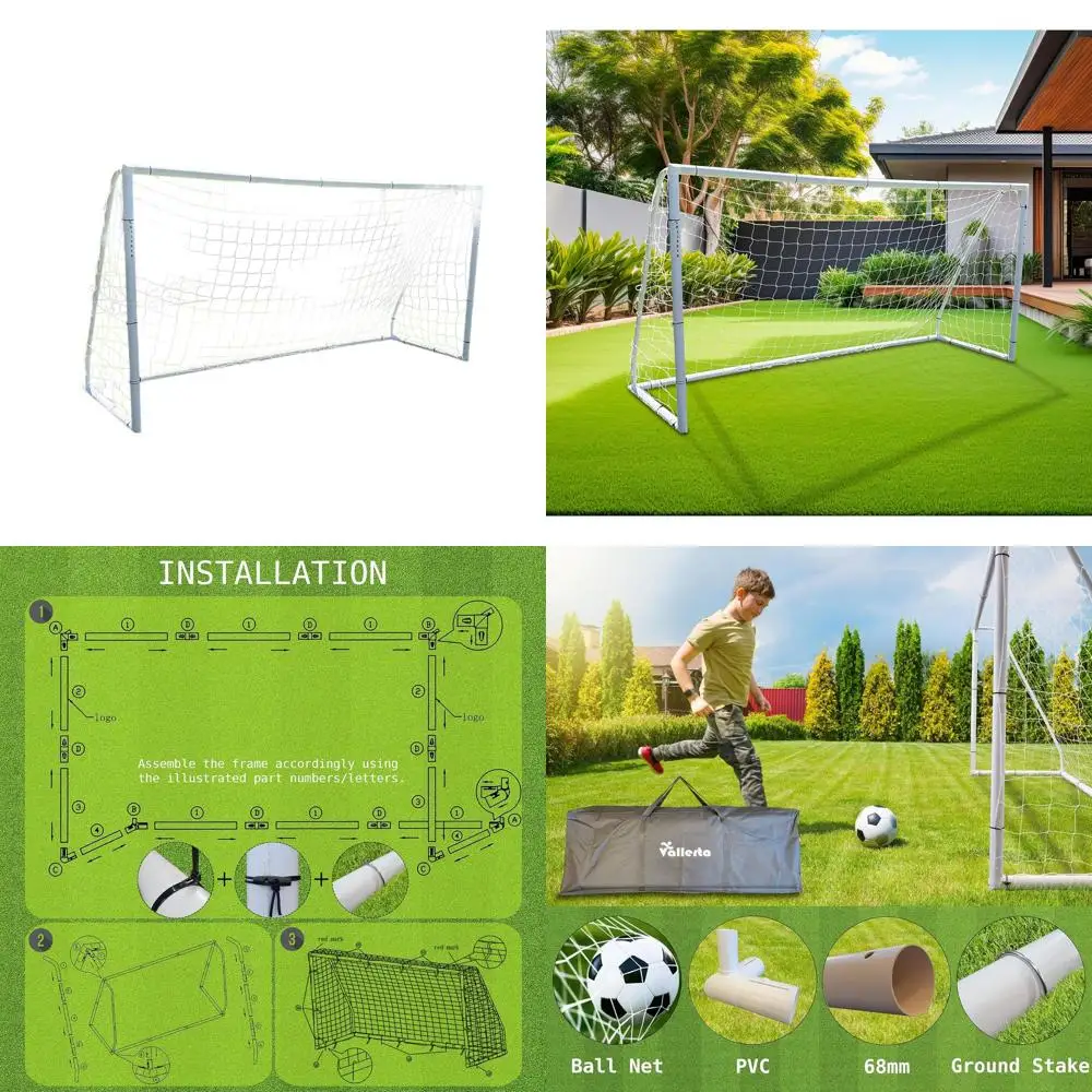 

Youth Regulation Soccer Goal - Portable, Heavy-Duty PVC, Weatherproof 4mm Net, Practice/Training Aid with Carry Bag