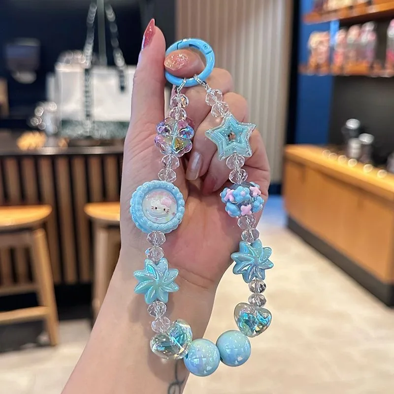 

Creative Hello Kitty Anime Kawaii Sanrio Girls Mobile Phone Chain Cute Diy Wrist String Pendant Decoration Gifts for Girls