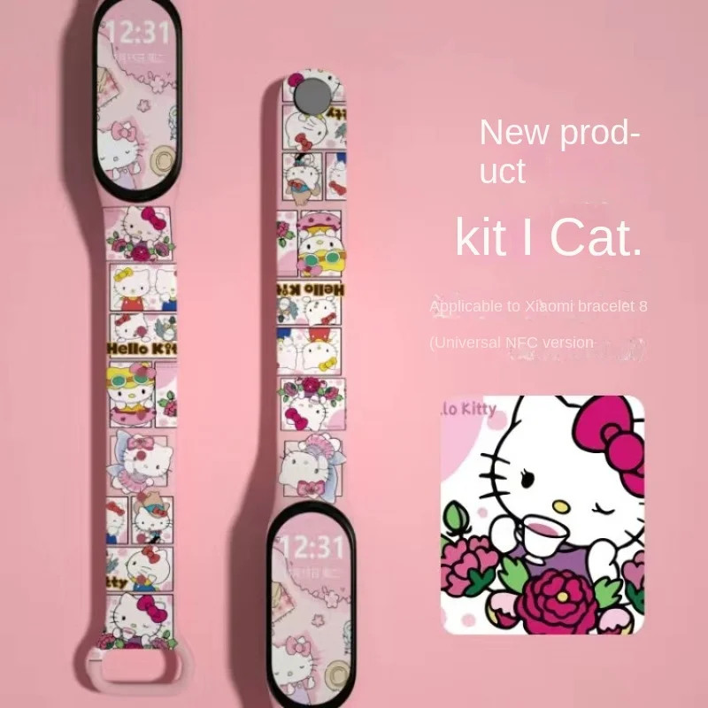 Sanrio Hello Kitty Silicone Strap for Xiaomi Mi Band 7 6 5 4 Bracelet Wrist Miband 3 2 1 NFC Sport Replacement Cute Watchbands