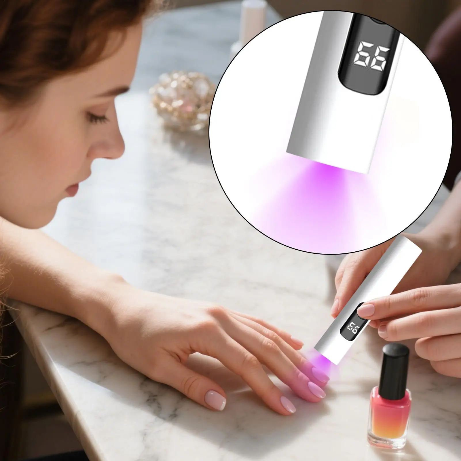Mini luce UV per unghie Lampada per unghie ricaricabile USB Display digitale Luce per unghie a LED con 2 modalità di temporizzazione per manicure