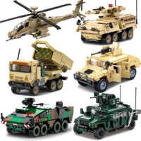 Military Armored Hummer Stryker Tank Car US Russia Army Modern War Soldier Weapon Model Building Blocks Brick Children Kids Toys
