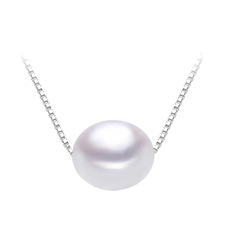 Wedding Real Natural Freshwater Pearl Necklace For Women,925 Sterling Silver Single Pearl Pendant Necklace Girls Gift