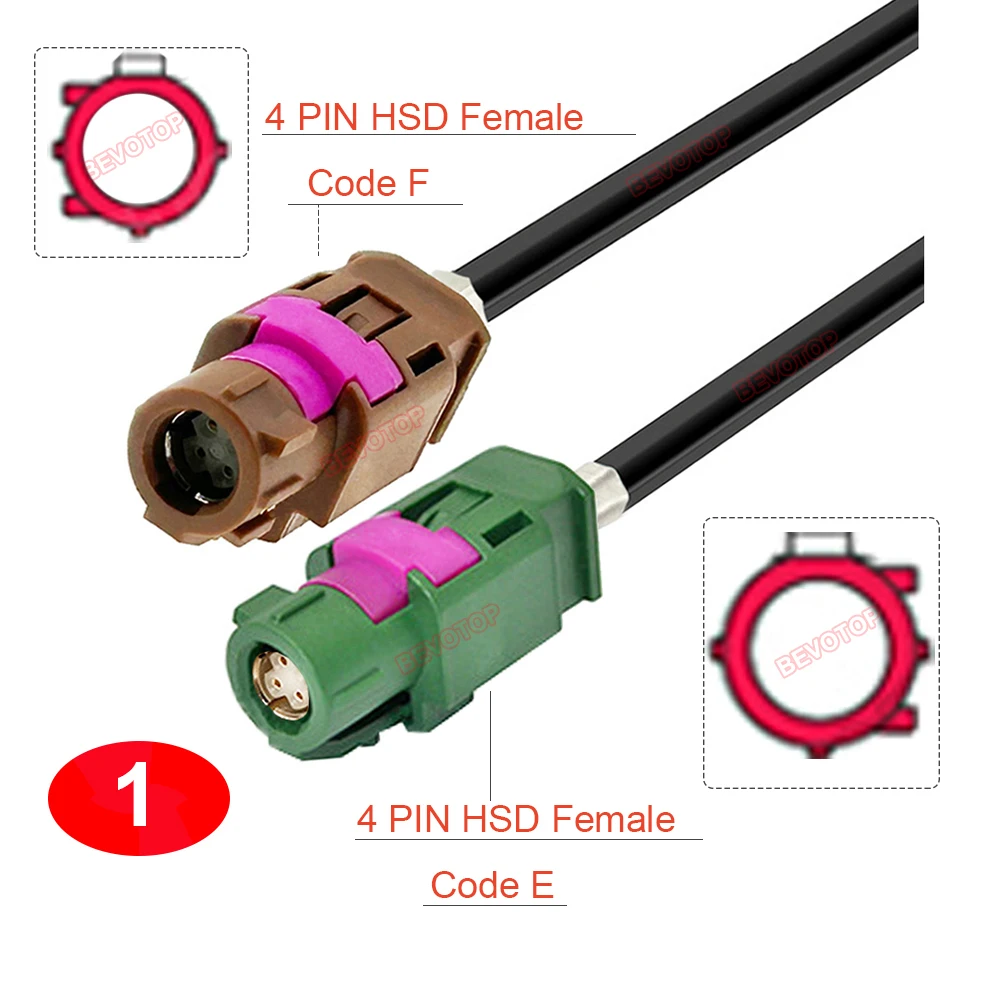 1PCS 4 Pin E to F Female Jack HSD LVDS Cable for Car Radio GPS Navigation Display High Speed Auto Cable Wire Hareness