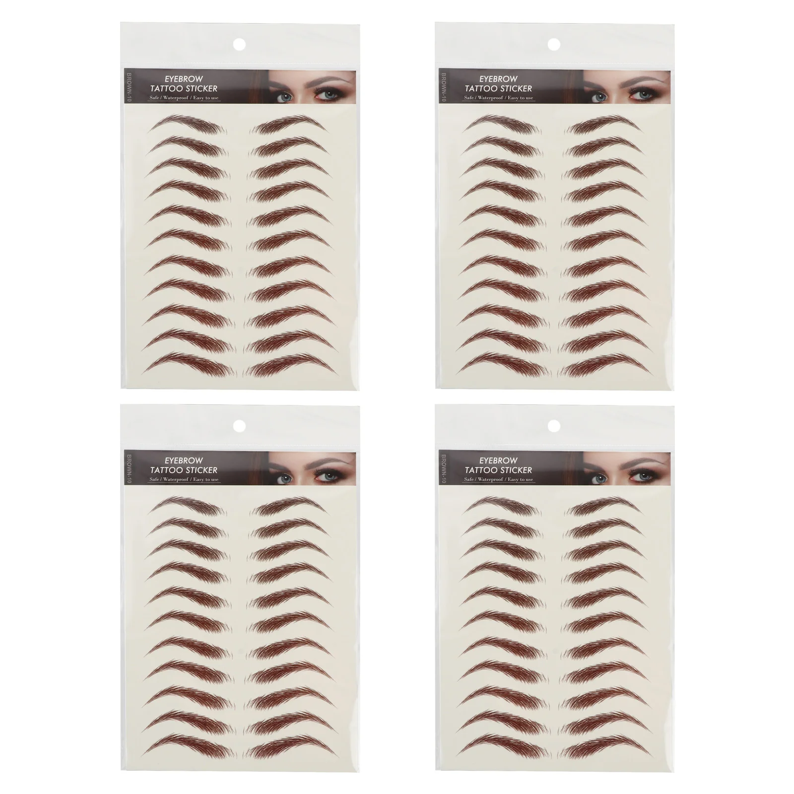 4 Sheets Waterproof Stickers Eyebrow Artificial Tattoos Make up Makeup Brown Imitation