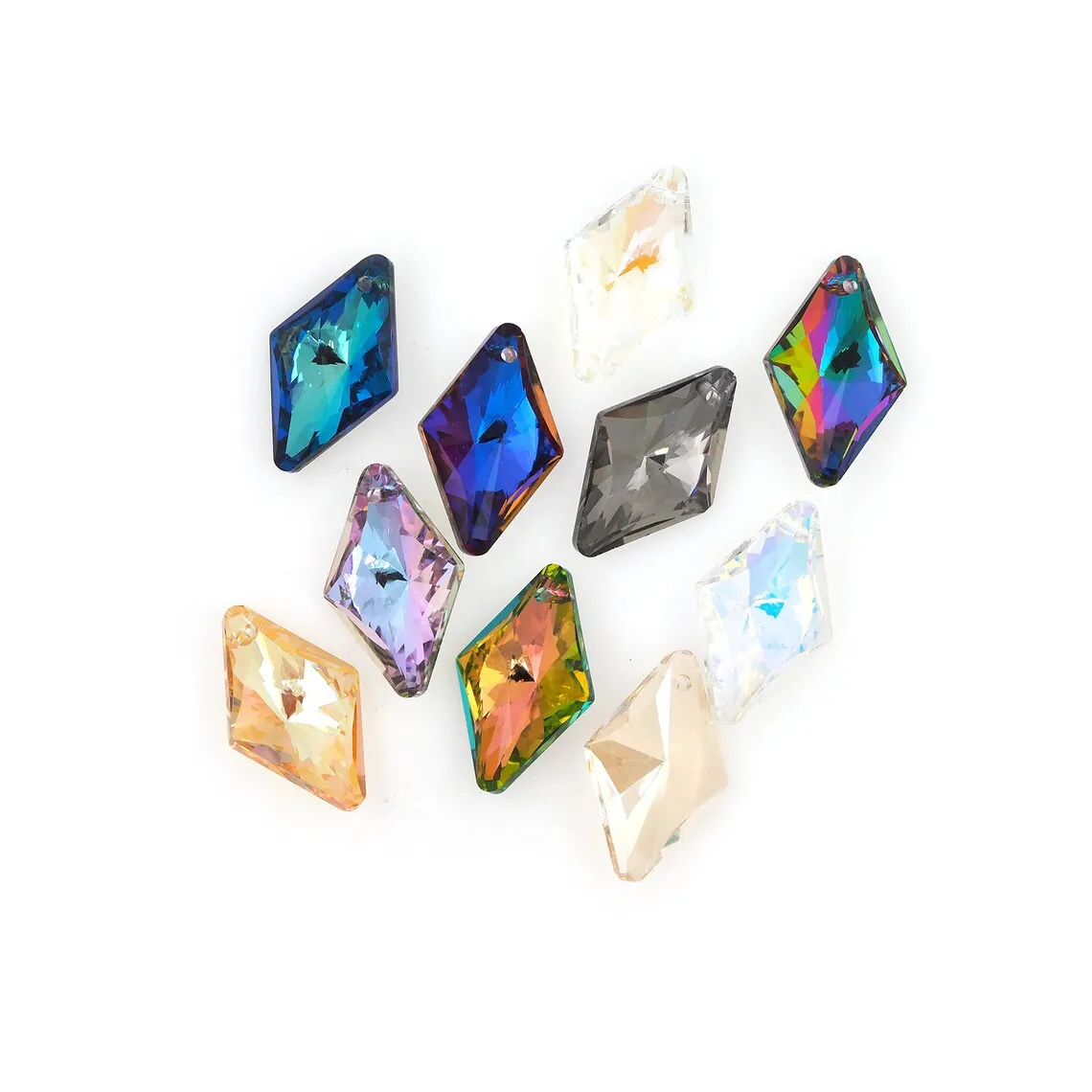 12 Stück Kristall 6320 Raute Anhänger Glas Österreich Lose Perlen Charms Strasssteine für DIY Ohrring Halskette Schmuck Zubehör