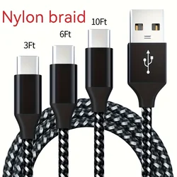 LAIHONEN USB Type C Cable Fast Charging USB C Charger Cord For For iPhone 15 16 Huawei P40 P30 Realme Oppo Oneplus 1m 2m 3m