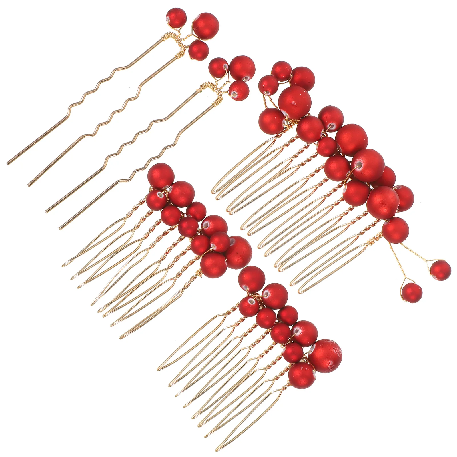 

3 Hair Combs 2 Pins Green Pearl Gold Copper Bridal Wedding Accessories Elegant Hairstyle charms pins for hair women hairpins