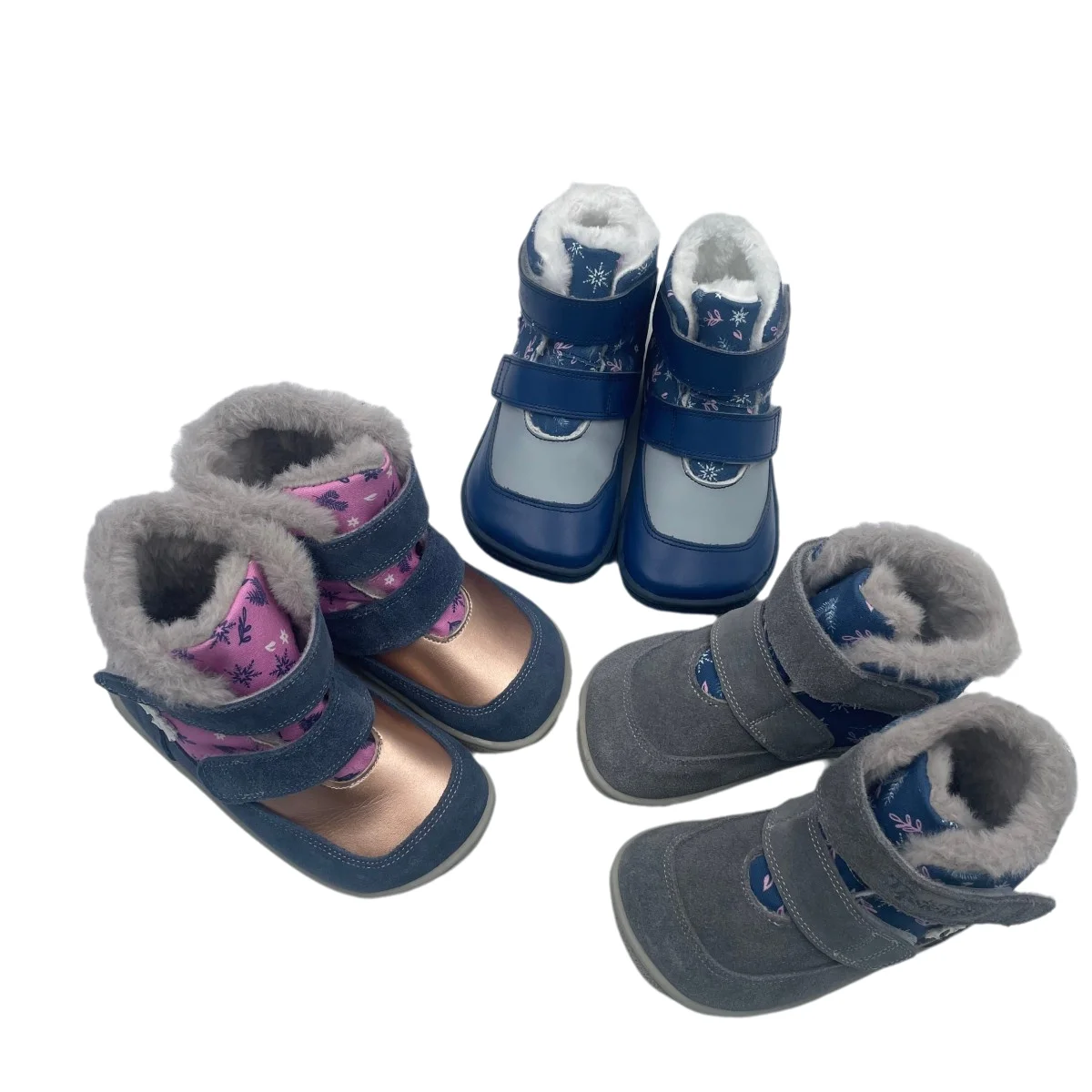 TipsieToes-Botte chauffante en cuir véritable pour enfants, doublure en fourrure synthétique, semelle intérieure, pieds nus, deux sangles, bébé, tout-petit, fille, garçon, enfants, chaud, hiver