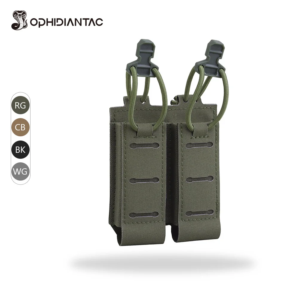 OPHIDIANTAC Assaulter Magic Tape Clip Double 9MM Mag Pouch 2.0 for Belt Hunting Accessories