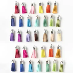 20/50pcs 35mm Leather Tassel Pendant Jewelry Fiber Fringe Faux Suede Tassel with Caps for Keychain Straps DIY Sewing Accessories