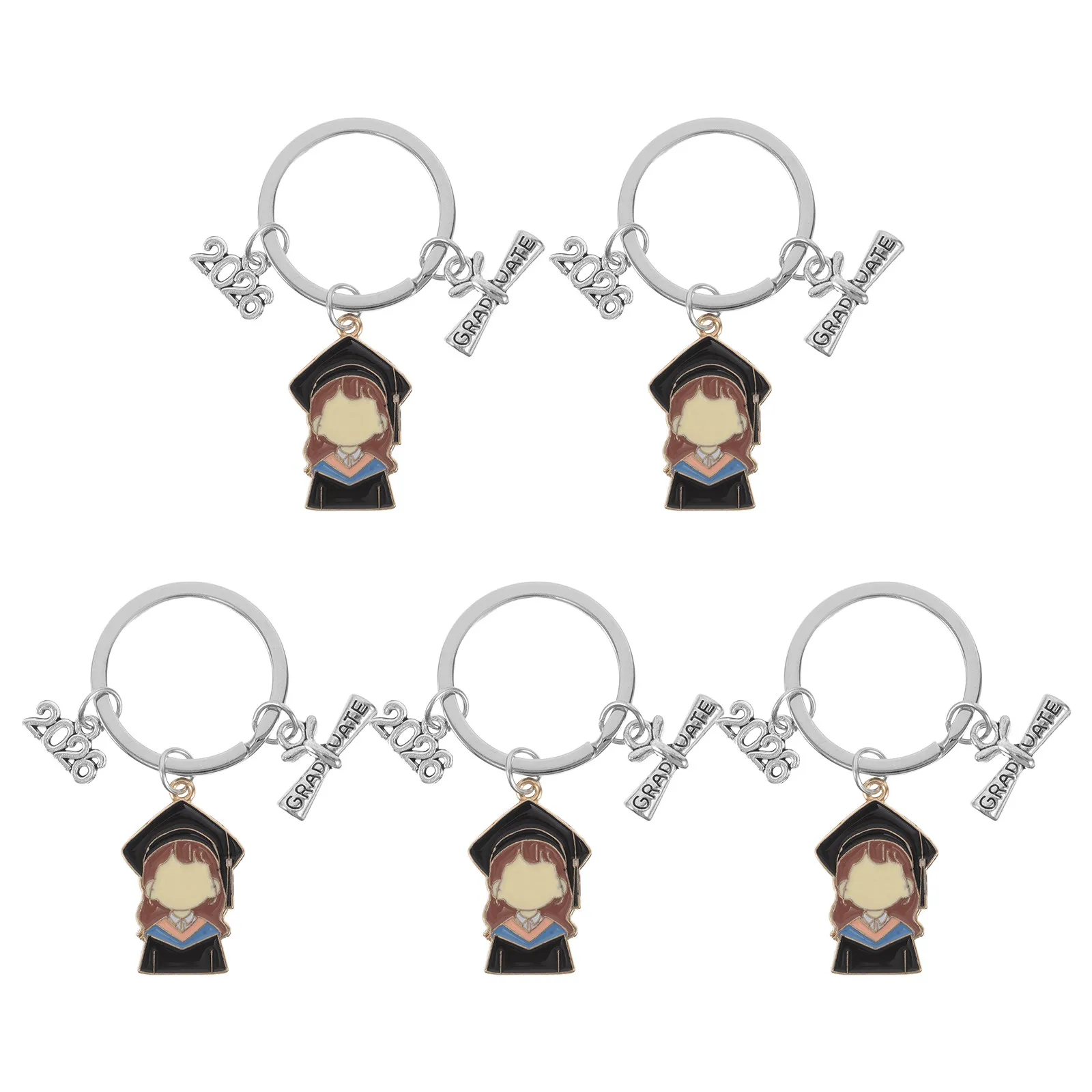 5Pcs Graduation Keychain Class of 2026 Bulk Grad Gifts Alloy Academic Cap Pendant for High School College Seniors Graduation
