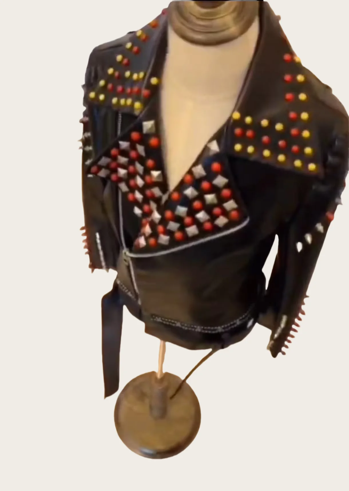 Punk style Rivets Leather Jacket Hip hop Jazz Dance Wear Bar Singer Stage Show Performance Coat