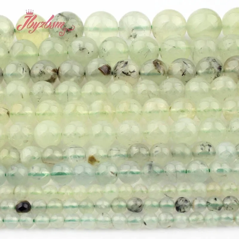 

6/810mm Natural Prehnite Green Smooth Round Stone Beads For DIY Necklace Bracelat Jewelry Making Strand 15 Inch DIY Loose Beads