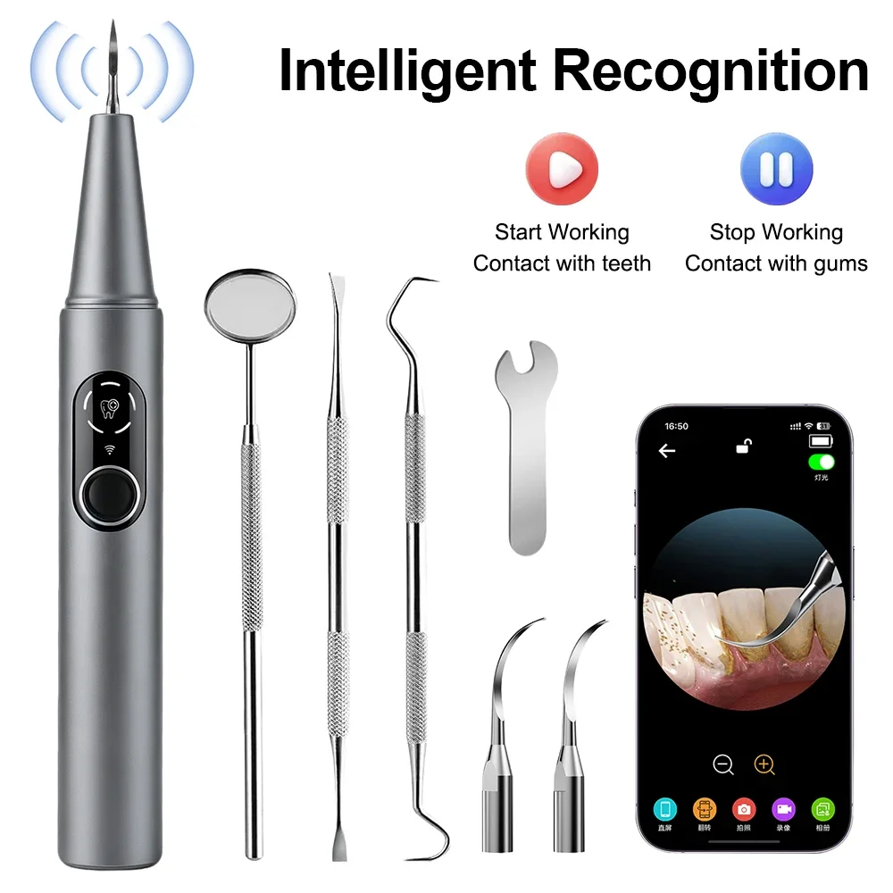 Visible Ultrasonic Dental Scaler Tartar Remover 5 Modes With LED Light Household Teeth Cleaning Tools Dental Cleaner Oral Care