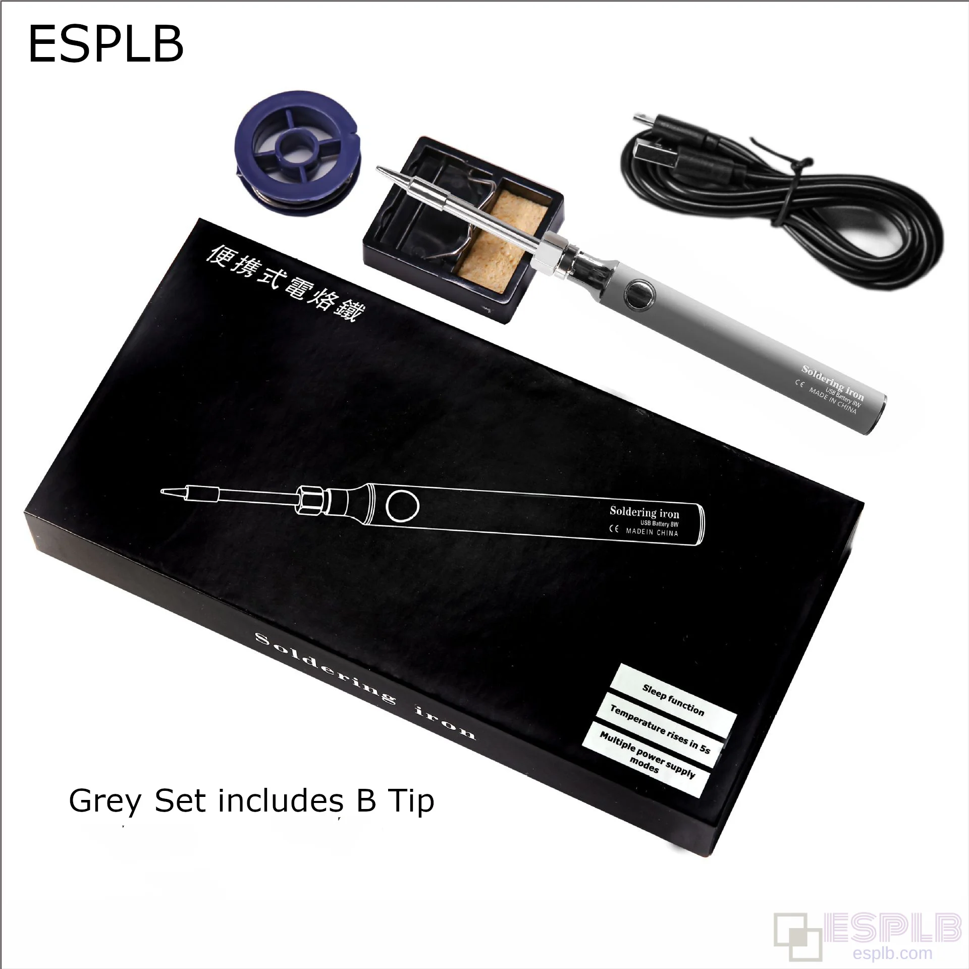 ESPLB 5V 8W Fast Charging Lithium Built-in Wireless Soldering Iron Set Portable Repair Welding Tools Black/Grey/White for Choic