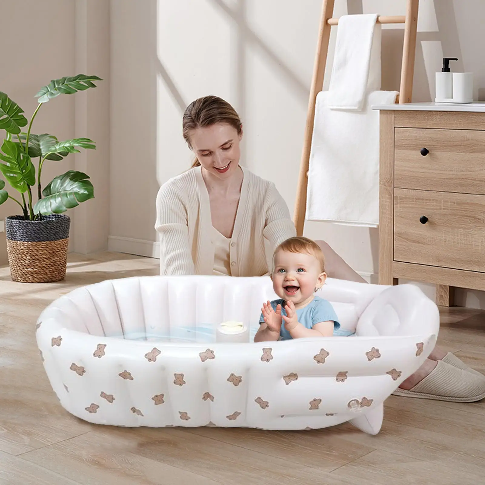 

Inflatable Bathtub Baby Portable Baby Bath Foldable Ergonomic Support Pool Seat for Sink Outdoor Summer Water Play Beach Bath