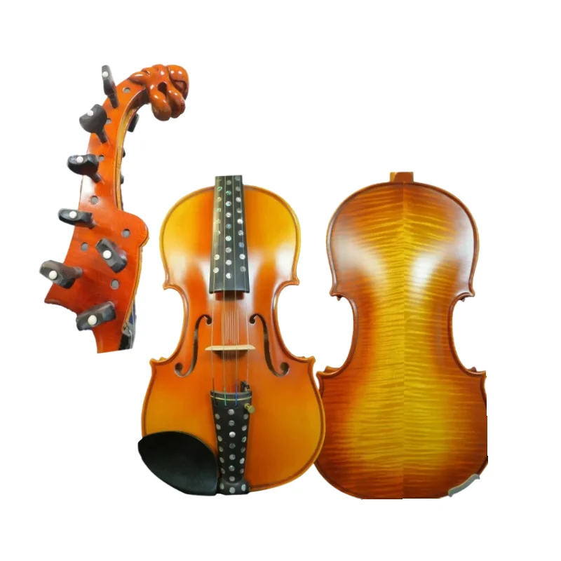 Hand made flames 4*10 strings carving scroll Violin 4/4 rich sweet sound #14233