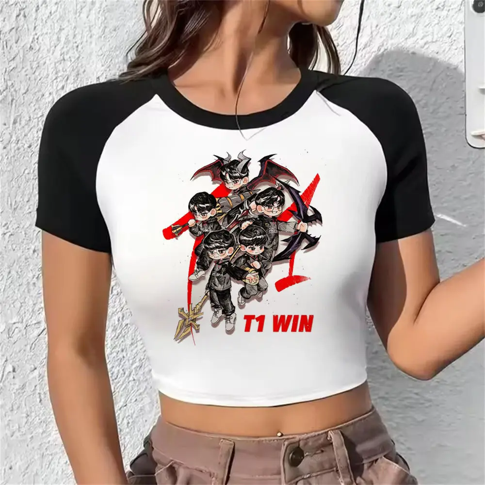 T1 crop top Grunge coquette 2025 cropped Fairy Streetwear cute vintage  girls clothing