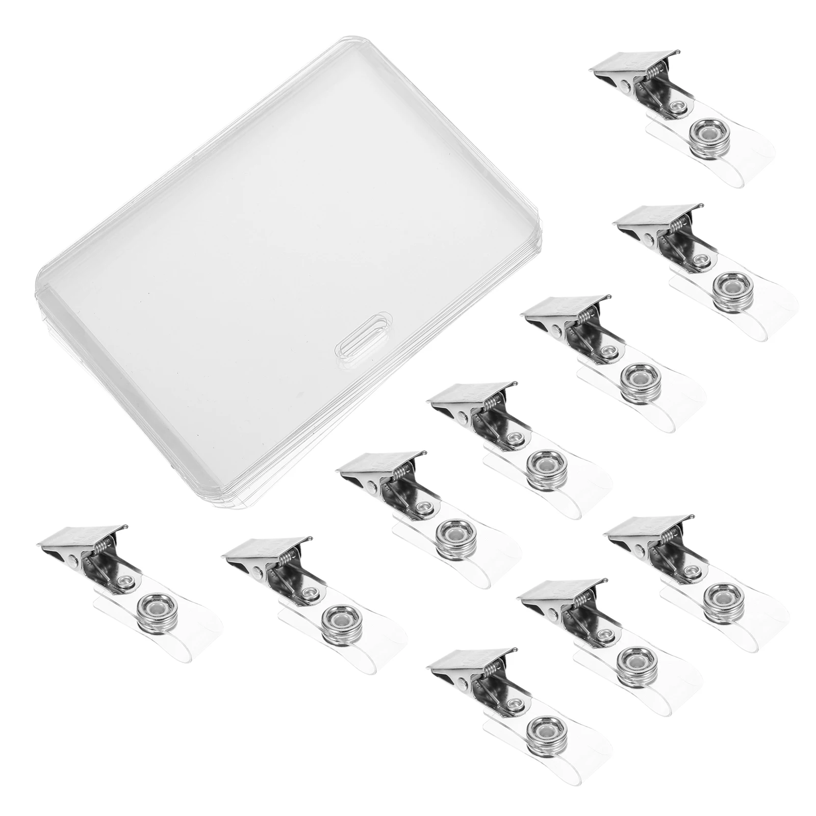 

10Sets Id Cards Badge Cover Compact Lightweight Name Tag Holder with Clip for Students Workers Id Cards Protection