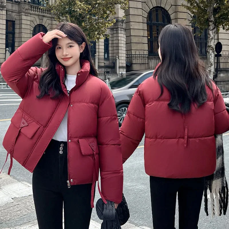 Chaqueta acolchada de algodón para mujer, abrigo corto de plumón coreano, Parkas gruesas y sueltas, prendas de vestir exteriores para mujer,