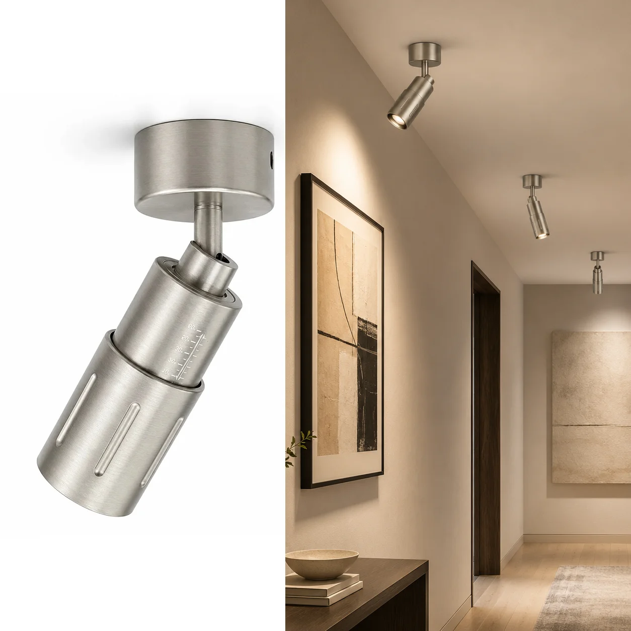 JOYINLED Adjustable 3°~60° Narrow Beam Angle Black Nickel LED Focus Surface Mounted Ceiling Spotlights 9W Zoomable Spotlights