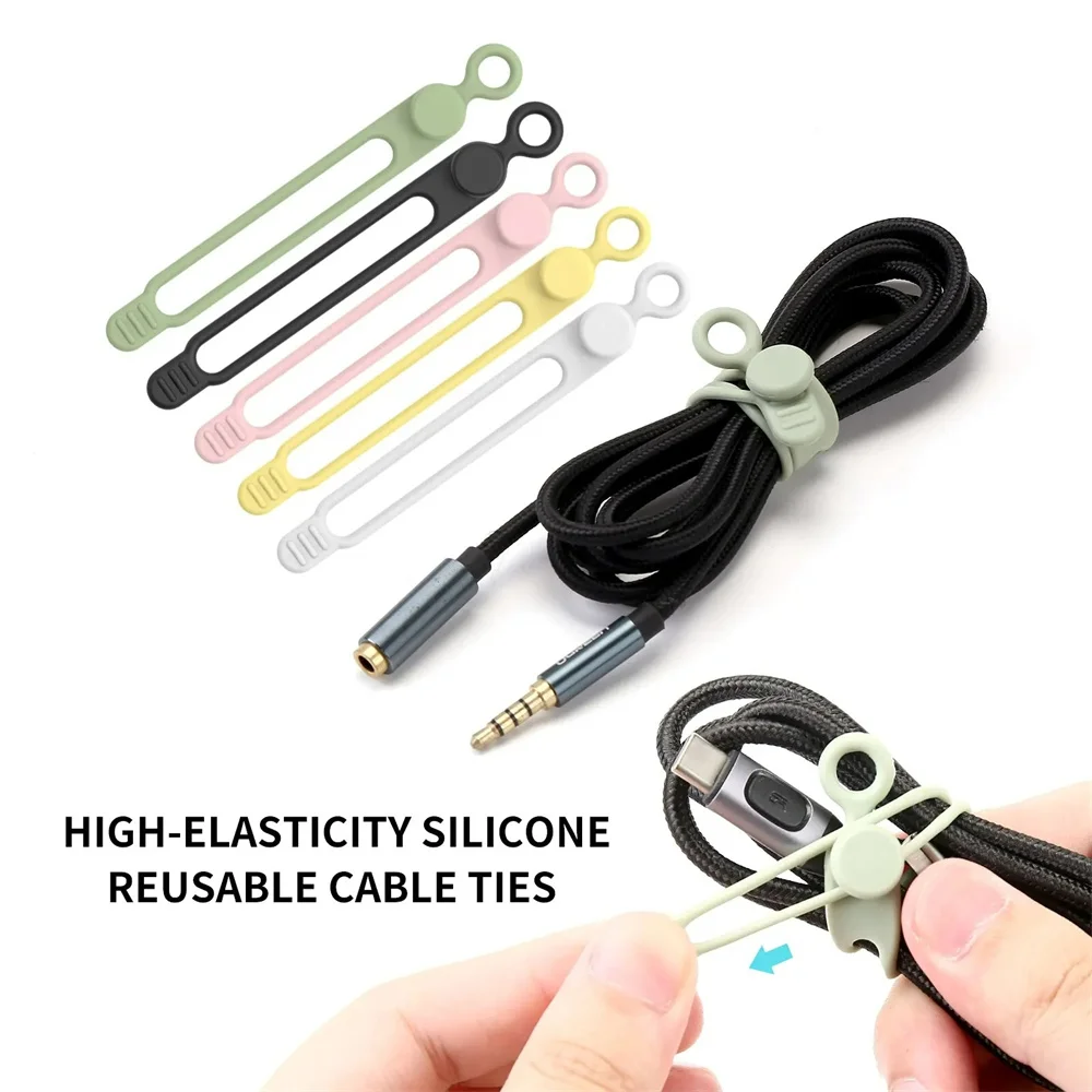 Silicone Cable Tie, Cable Organizer, Cable Straps, Reusable Cord Tie, Travel Cable Organizer, Cute Elastic Tie, Wire Tie