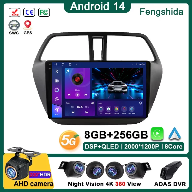 

Мультимедиа Android 14 для Suzuki SX4 2 S-Cross 2012-2016 Автомобильный плеер GPS Стерео Экран Навигация Авто Радио Экран No 2 Din 5G