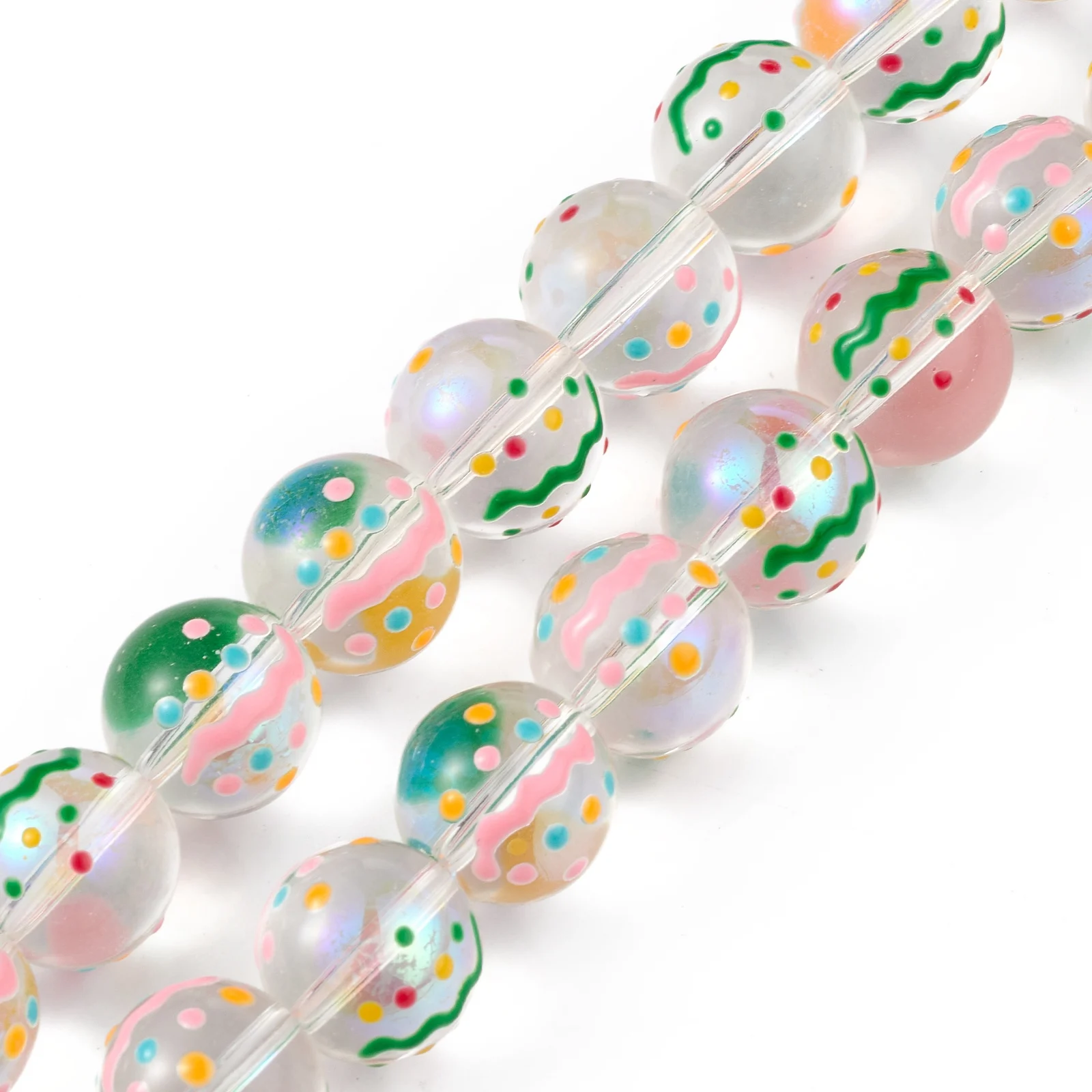 3 strands Handmade Lampwork Beads Strands Multicolor Enamel Round Beads For Jewerly Making Diy Bracelet about 30pcs/strand