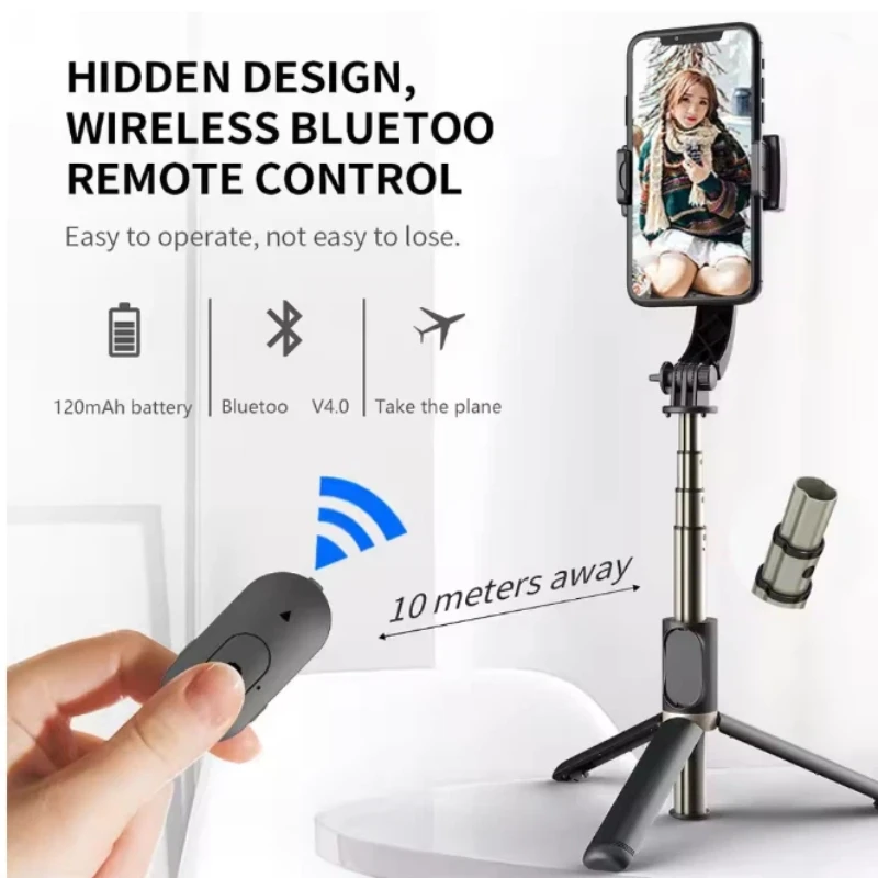 L08 Gimbal Stabilizer Selfie Stick Tripod Mini Integrated Bluetooth Anti Shake For Smartphone Live Streaming Vlogging Outdoor