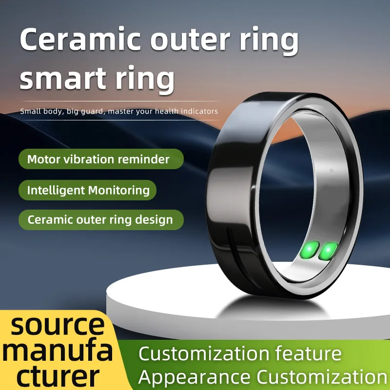 

Ceramic Smart Ring with Vibrate for Men, Vibration for Calls & Alarm & Health Alert &Midication Remind,Health Monitor Ring Women