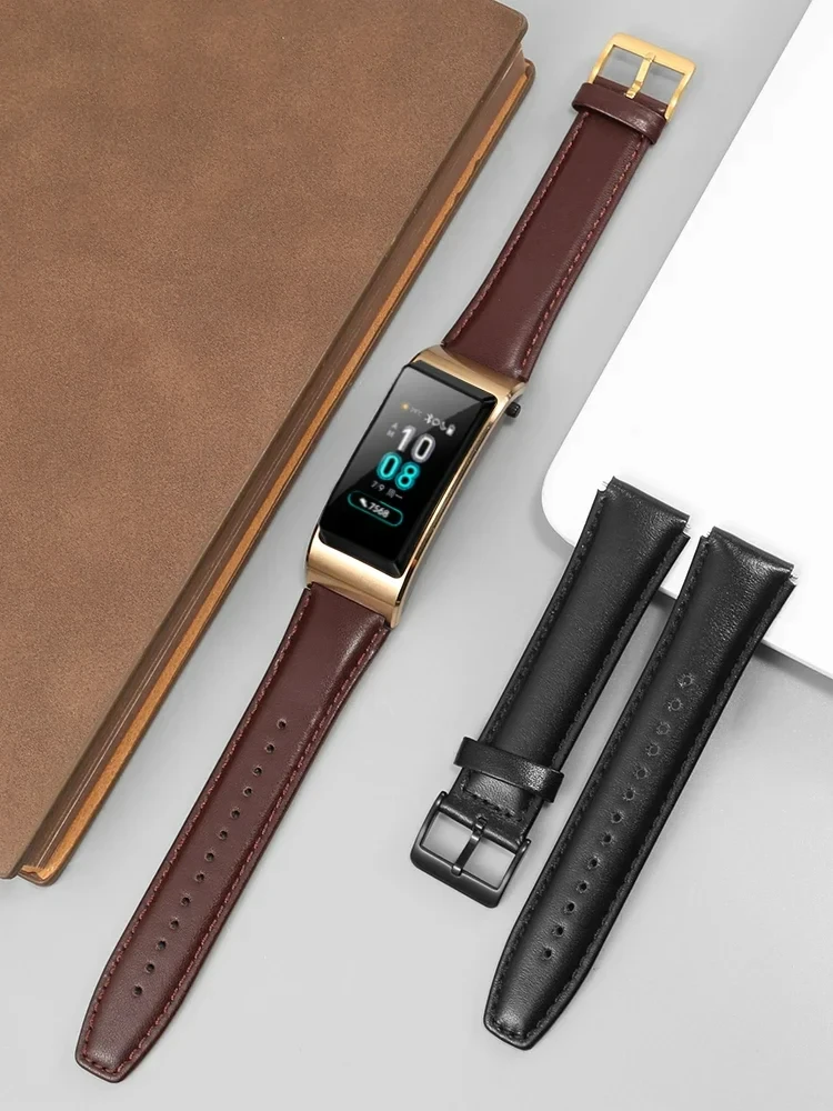 Adapted To Replace Huawei B5 Bracelet Watch with Leather Original Sports Smart Business Men and Women To Replace Mocha Brown.