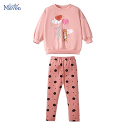 Little maven 2024 Autumn Baby Girls Cartoon Mouse Sweatershirts Tops+ Legging Sets Kids Clothes Children's Clothing Cotton