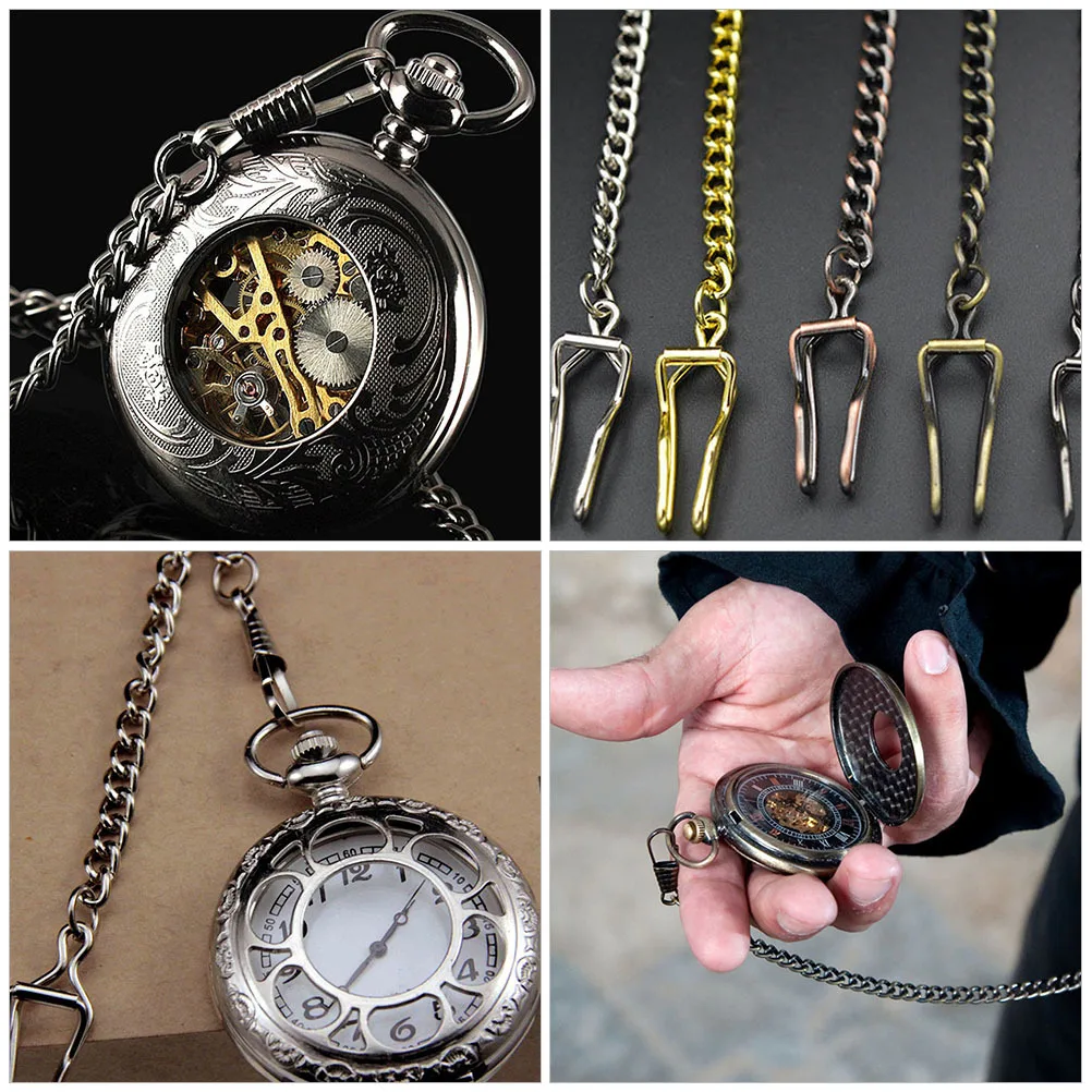 5Pcs Pocket Watch Chain Alloy Metal Clip Chains Replacement Watch Chain Accessories Decorative Multi Functional
