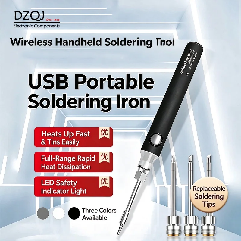 DZQJ Portable Internal Heating USB Rechargeable Mini Soldering Iron Wireless Handheld Solder Pen Welding Kit for Home&Dormitory