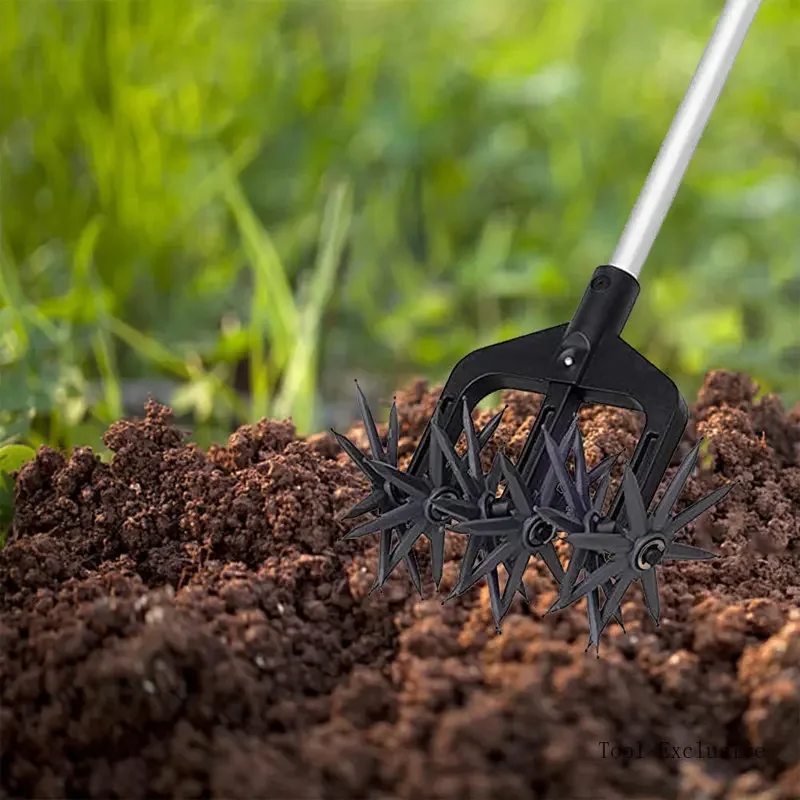 

Rotary Cultivator 2 In 1 Garden Tool Garden Lawn Ripper Manual Soil Plowing Tool Adjustable Manual Lawn Aerators Rotary Tiller