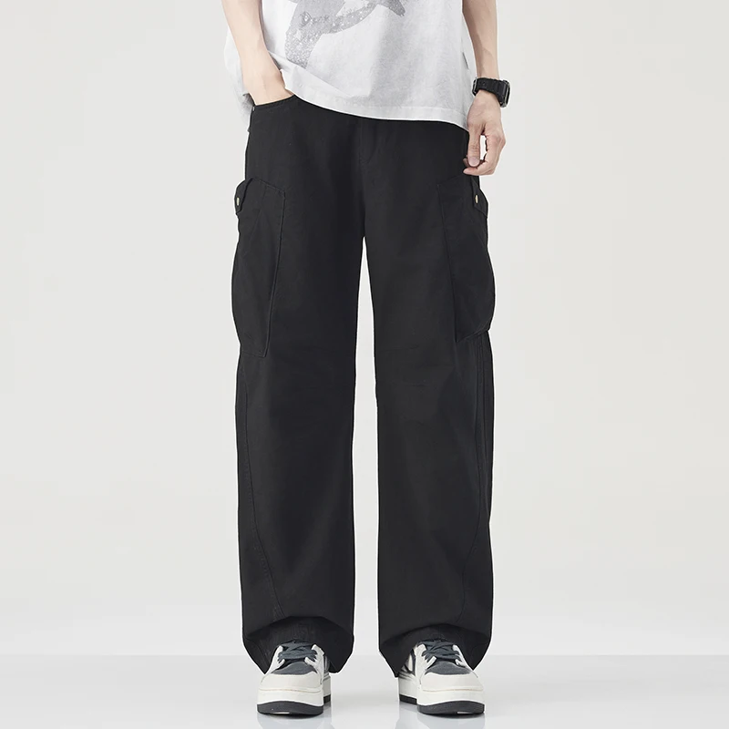 

American Retro Khaki Men's Summer New Faion Straight Leg Wide Leg Casual Pants Loose Workwear Trousers Daily Long Pants