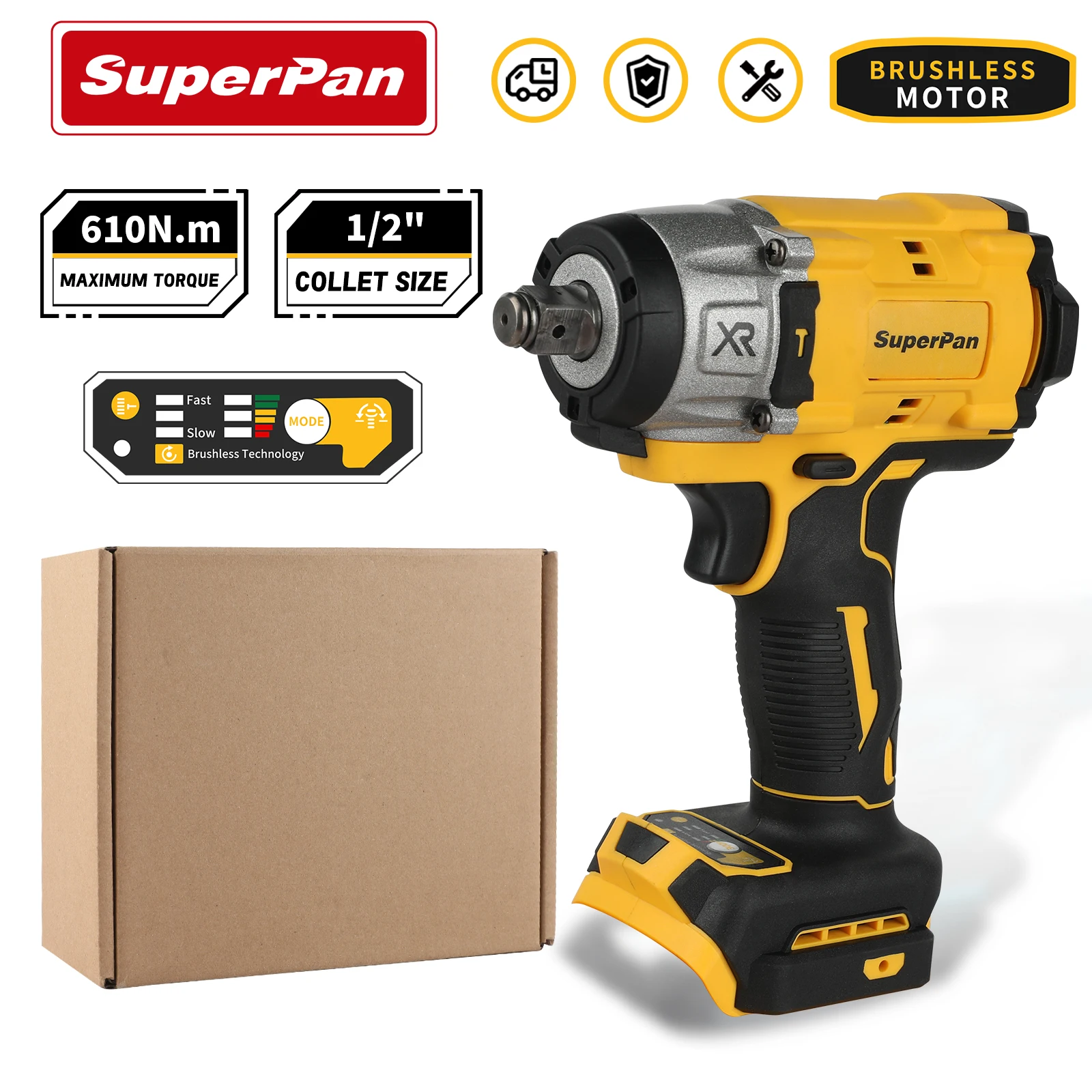 

SuperPan 20V Battery Brushless Electric Impact Wrench 1/2 inch Screwdriver Cordless Electric Wrench Power Tools DCF922
