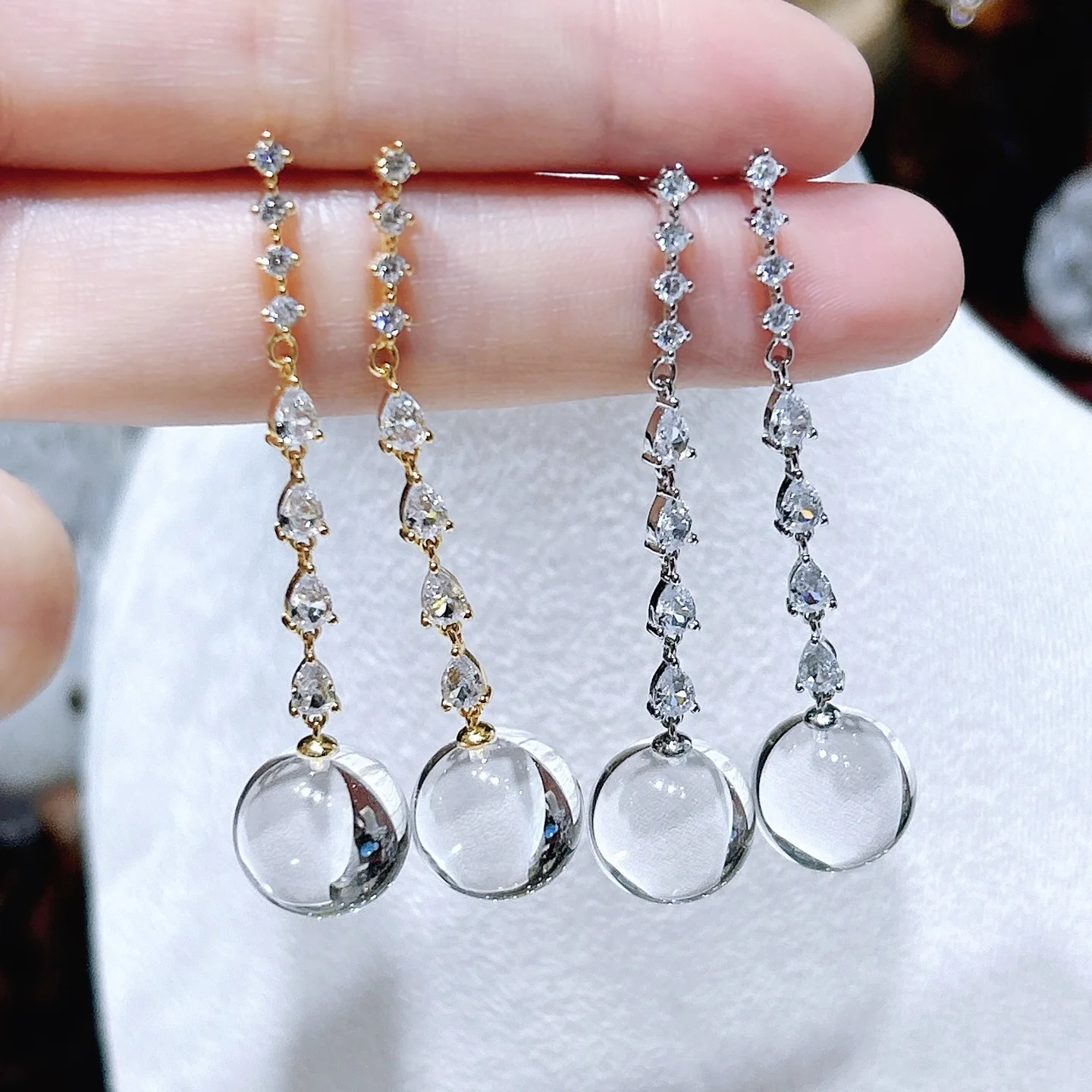 

1 Pair Natural Clean Rock Quartz Sphere Earring 12MM 925 Sterling Silver Crystal Reiki Healing Stone Jewelry Gift For Women