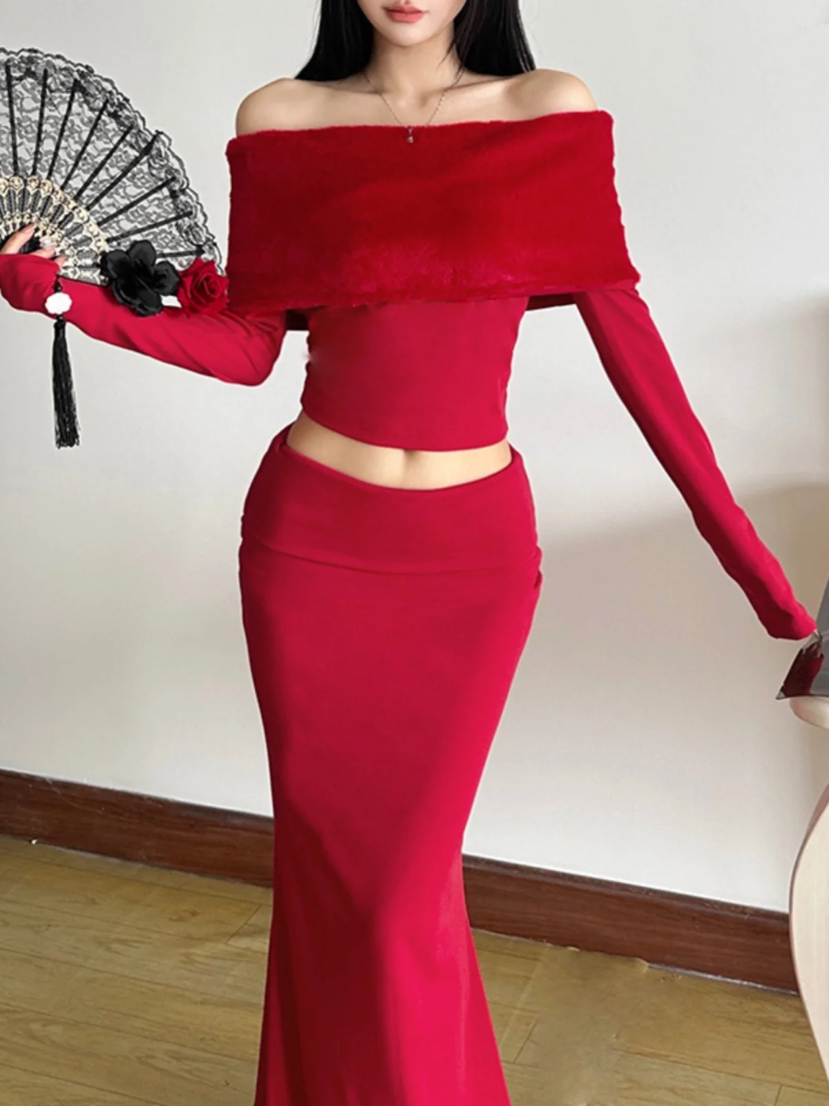 مجموعة تنورة نسائية كاجوال عالية الخصر، مجموعة تنورة ضيقة قابلة للتنظيف، مجموعة خريف طويلة Sve، ملابس ترفيهية مريحة