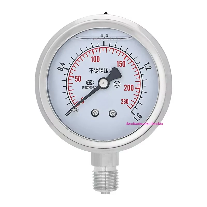 YN60BF high temperature and low temperature resistance, imperial thread 2-point stainless steel shock-resistant pressure gauge