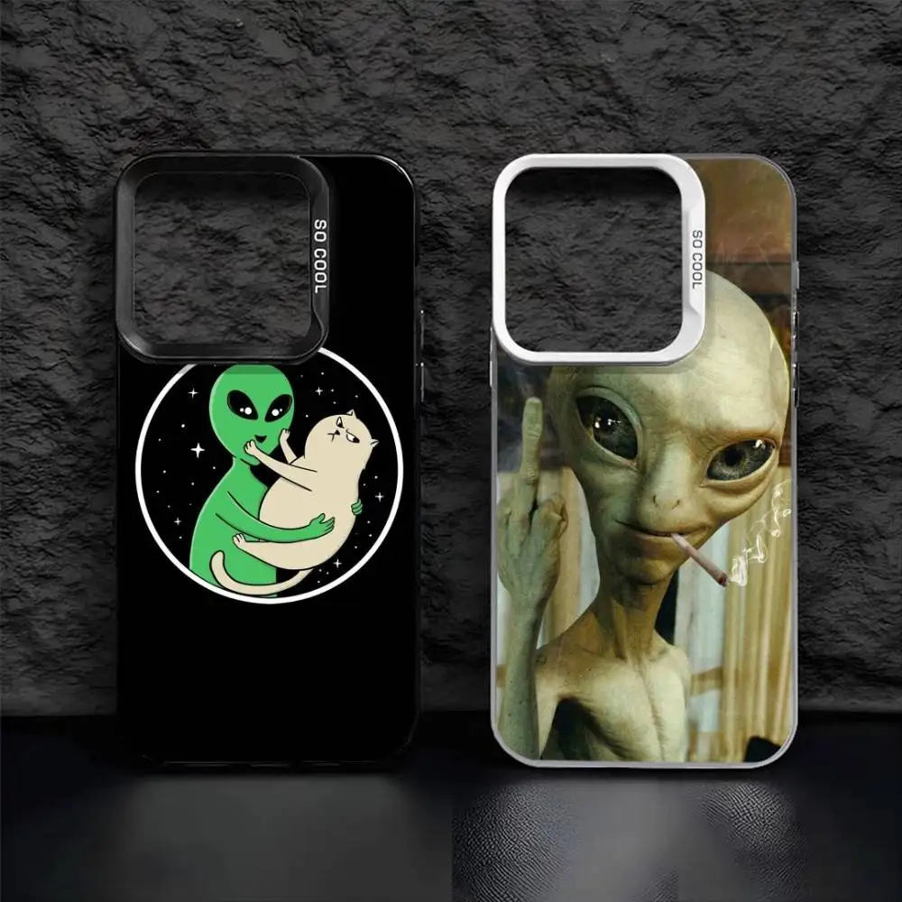 

Funny Space U-UFO Alien Thing Phone Case For IPhone 16 17 15 14 12 13 Pro Max Black Color Shockproof Cover