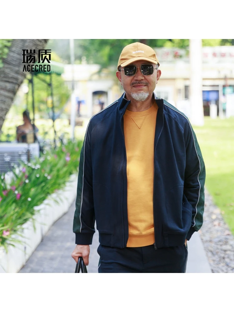 

Loose Fit Men's Hoodie Autumn Wear for Middle-Aged And ly Breathable Cotton Polyester Spor Sle andpa Size Large