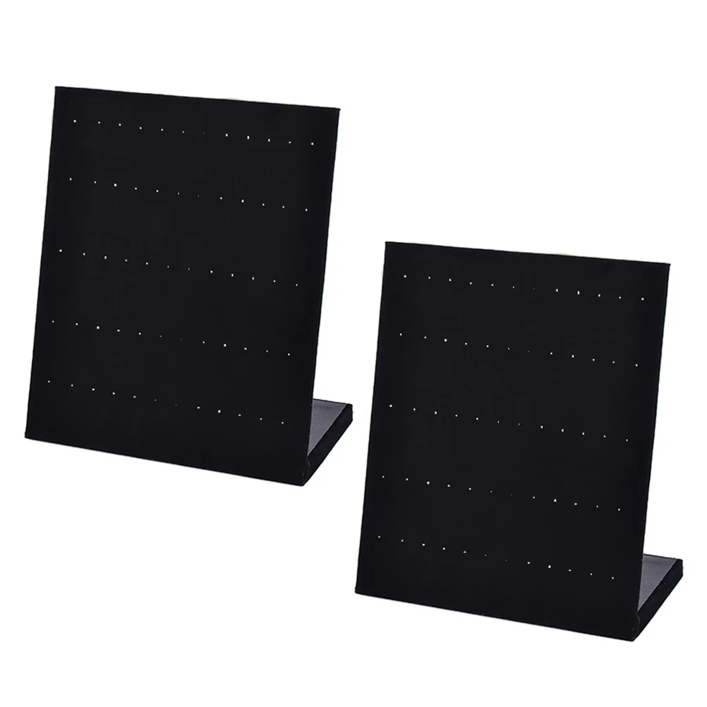 

2pcs L-Shaped Earring Holder 60 Holes Jewelry Display Stand Earring Organizer Storage Rack For Home Retail Use Black