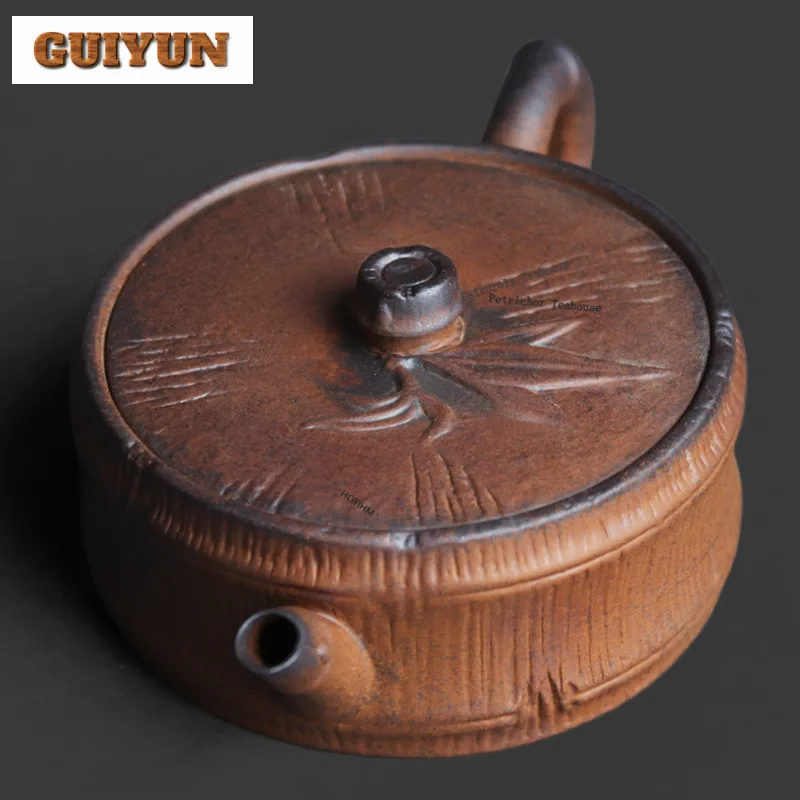 

Чайник из грубой керамики 150 мл, имитирующий старинную глину, с широким горлышком, роскошный заварочный чайник-инфузор, чайник для приготовления чая с отверстием для заваривания, для чайных церемоний