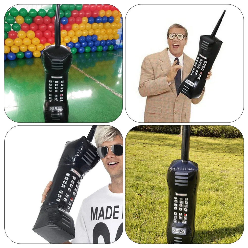 

2pcs Inflatable Phones PVC Black Fake Phone Toys Lightweight Party Props Cellphone Role Play Gifts
